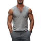 Lässiges Herren-Tanktop aus Leinen mit Knöpfen, V-Ausschnitt, aufgesetzter Tasche und schmaler Passform