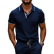 Men's Casual Comfort Cotton Colorblock Lapel Slim Fit Short Sleeve Polo Shirt MTA0243D7M