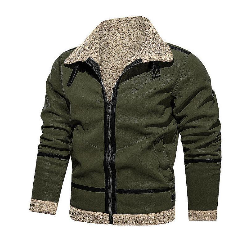 Men's Vintage Suede Lambswool Warm Lapel Zipper Loose Jacket