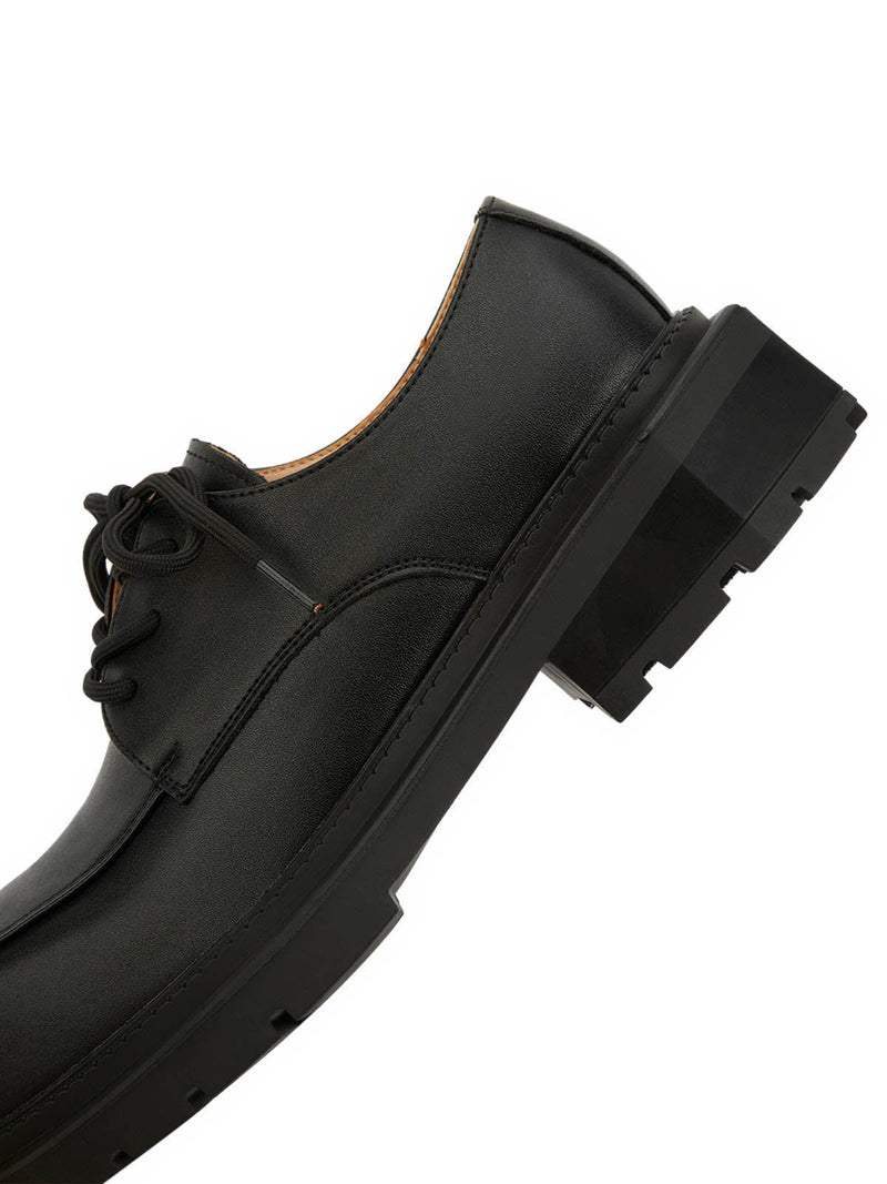 Black Square Toe Leather Shoes