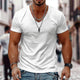 Camiseta informal de algodón de manga corta con cuello en V y color liso para hombre