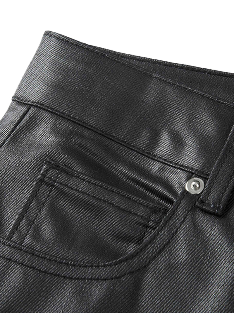 Retro Zipper Pocket Slim Straight Pants