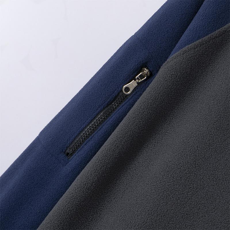 Men's Outdoor Plush Warm Colorblock Stand Collar Long Sleeve Sweatshirt