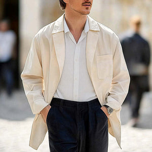 Abrigo cortavientos de algodón color albaricoque para hombre, primavera y otoño