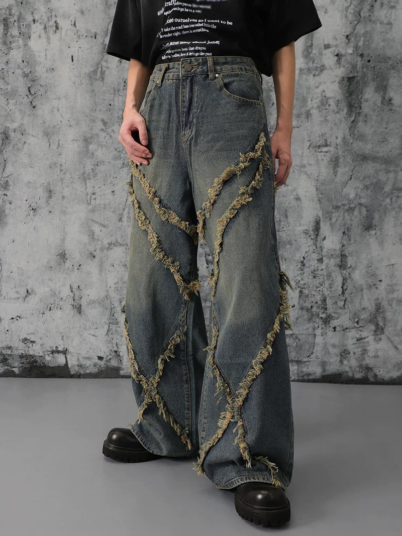 High Street Hip Hop Washed Distressed Jeans