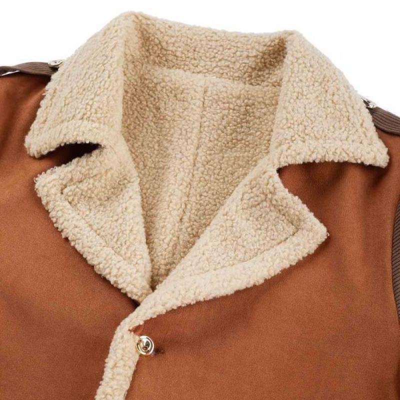 Men's Fleece Suede Lapel Single Breasted Mid-length Casual Coat