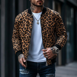 Chaqueta bomber con estampado de leopardo para hombre de Basics