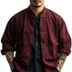 Men's Burgundy Chinese Button Long Sleeve Shirt