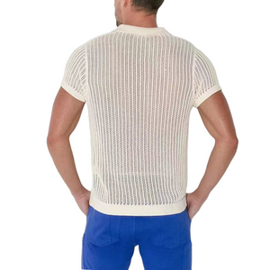 Herren Sommermode Lässiges V-Ausschnitt Sexy Gestricktes Kurzarm-T-Shirt