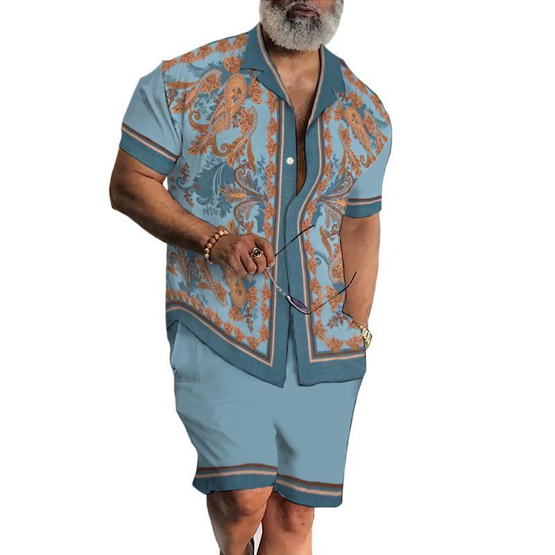 Conjunto de dos piezas vintage de manga corta con solapa Perris para hombre