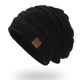 Leather Label Knitted Hat Warm Hat For Men And Women