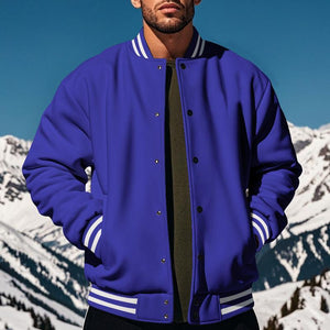 Lässige Fleece-Sport-Baseballjacke mit Stehkragen für Herren
