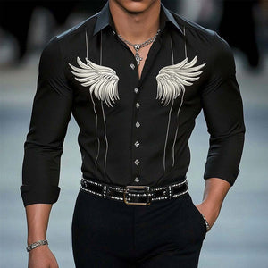 Lässiges bedrucktes Langarmhemd für Herren