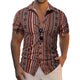 Camisa informal de manga corta con estampado de rayas retro para hombre