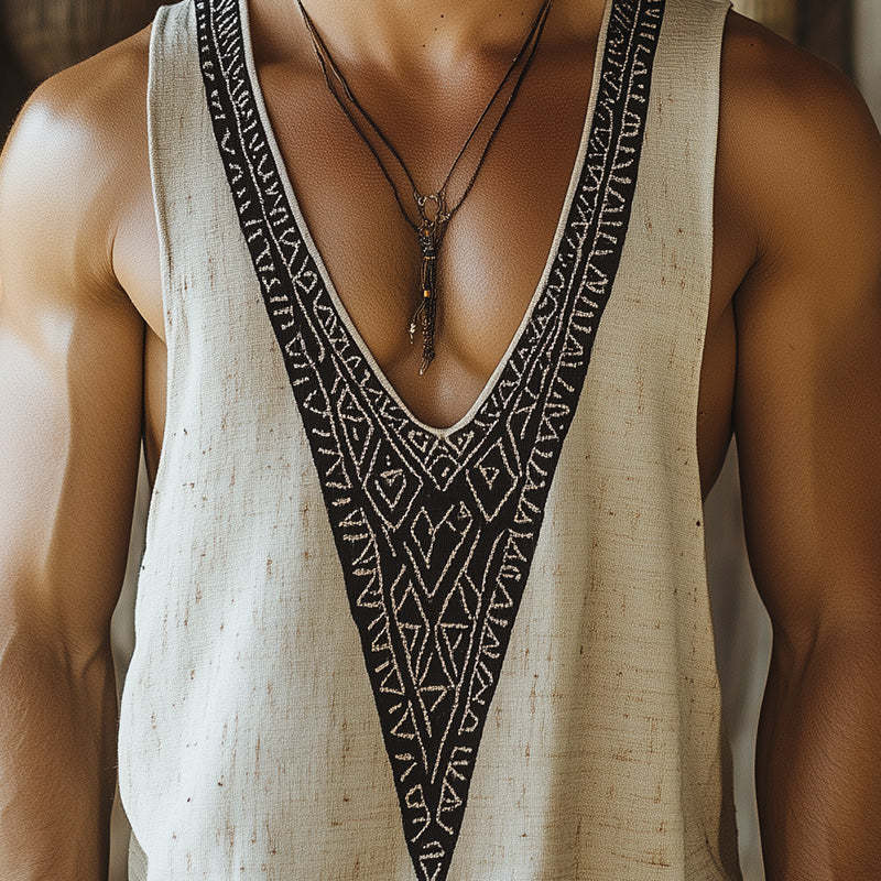 Schlichtes bedrucktes Tanktop mit V-Ausschnitt für Herren