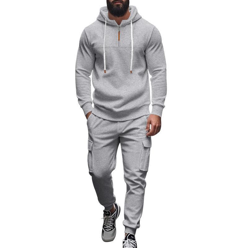 Men's Loose Sports Hooded Sweatshirt And Pants Set