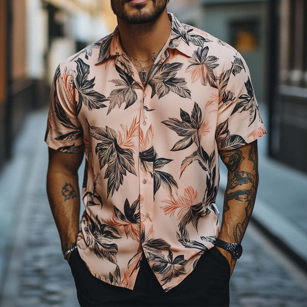 Herren Sommer Hawaiian Retro Print Casual Kurzarmhemd