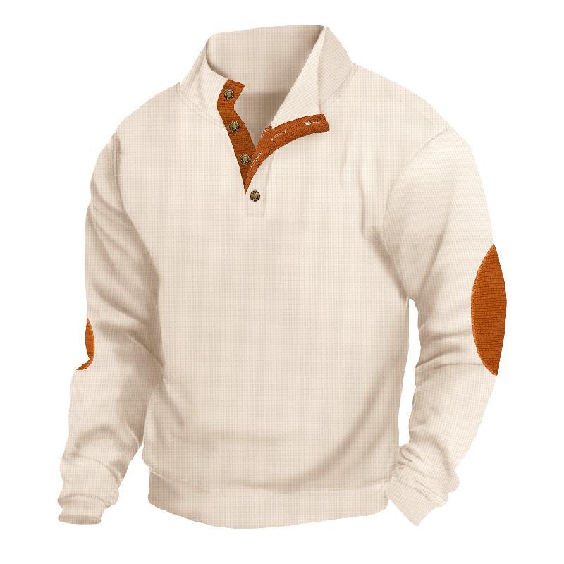 Men's Outdoor Casual Stand Collar Waffle Sweatshirt