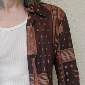 Men's Retro Casual Geometric Print Lapel Long Sleeve Shirt