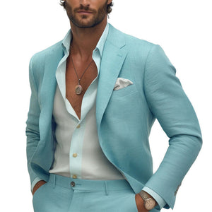 Blazer cómodo de algodón y lino para hombre