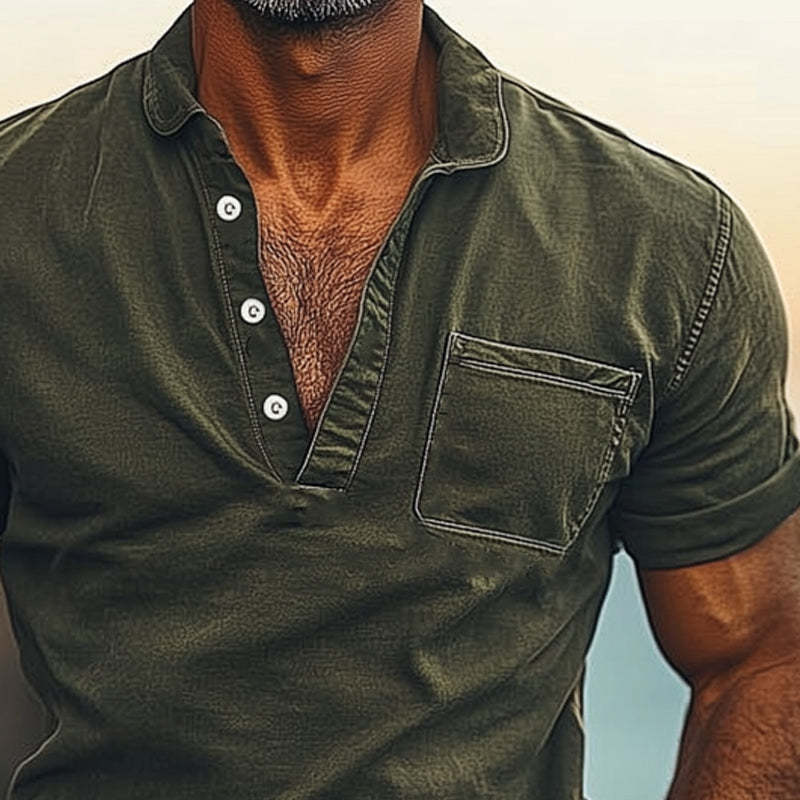 Men's Summer Basic Polo Neck Vintage Distressed T-Shirt MTA2771C7U
