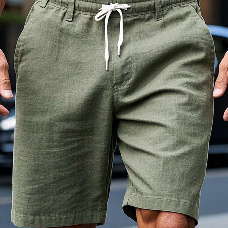 Men's Light Army Green Solid Color Breathable Casual Shorts