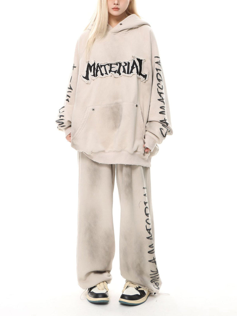 Wasteland Washed Patched Embroidered Hoodie Set