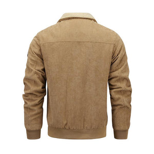 Men's Casual Lapel Corduroy Thickened Lambswool Multi-Pocket Zipper Jacket