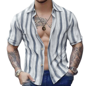 Men's Summer Comfort Striped Casual Short Sleeve Shirt