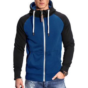 Sudadera deportiva con capucha para hombre, estilo informal, con bloques de color, con mangas raglán en contraste.