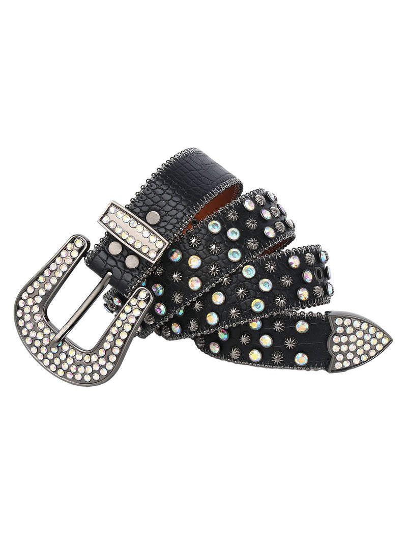 Punk Style Metal Hotfix Rhinestone Belt