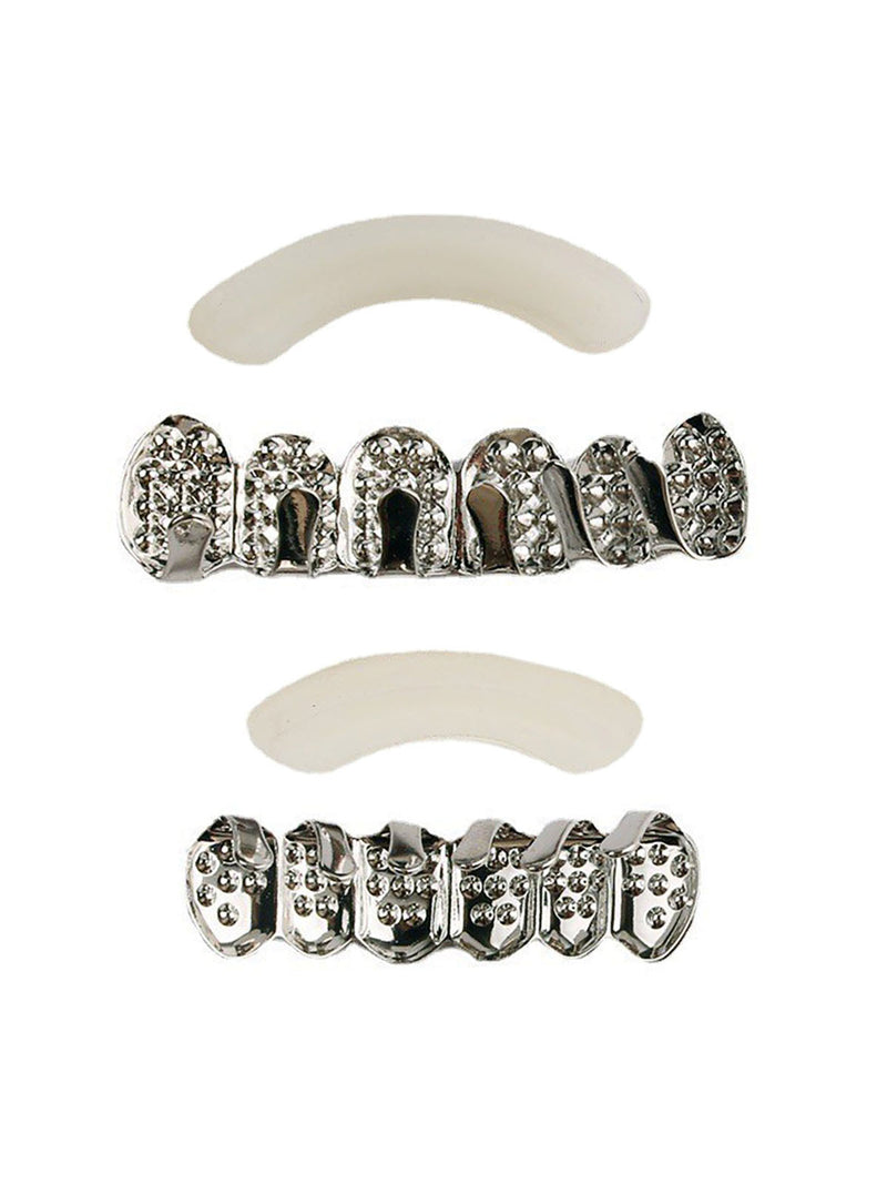 Red Zircon Silver Plated Teeth Braces