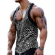 Sexy Patchwork-Tanktop mit U-Ausschnitt und Leopardenmuster für Herren