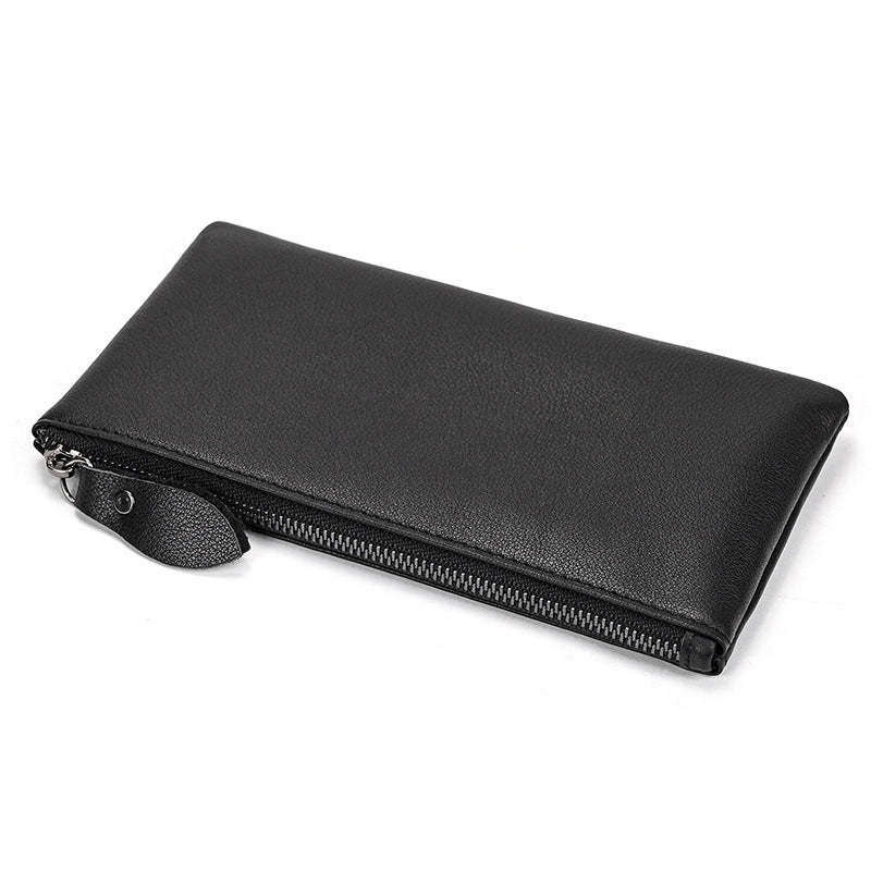 Cartera larga vintage de piel de Caballo Loco con cremallera de gran capacidad para hombre 
