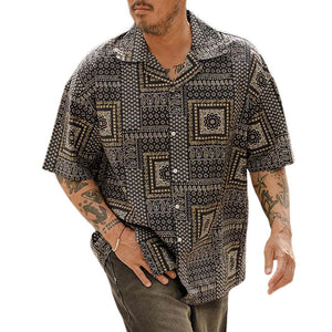 Men's Summer Casual Loose Printed Short Sleeve Shirt