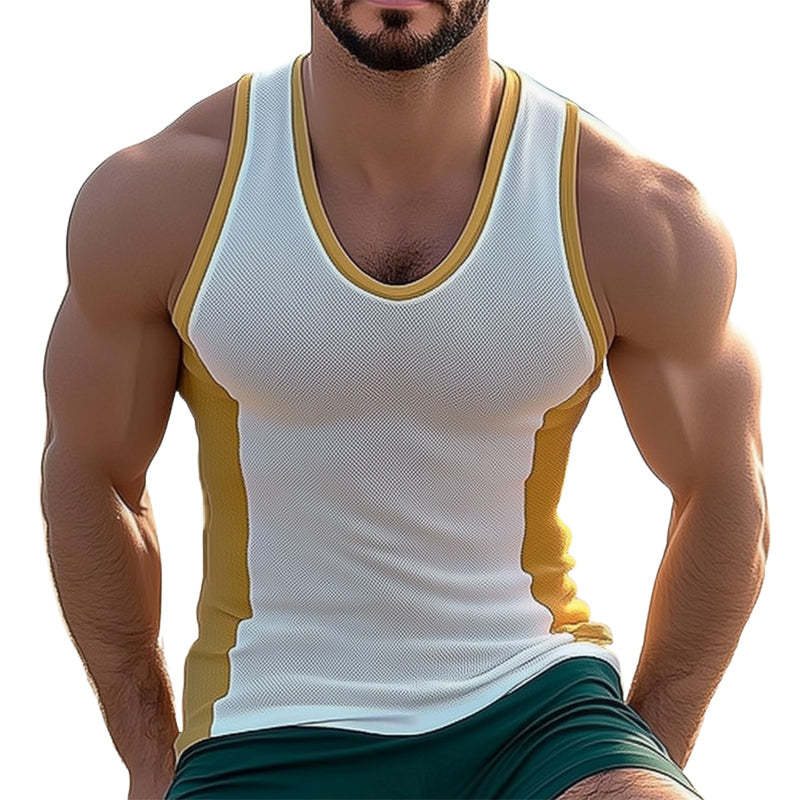 Hautfreundliches, atmungsaktives, farblich passendes, schmales Tanktop für Herren im Sommer