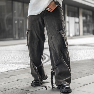 Vaqueros holgados, lavados y con múltiples bolsillos para hombre