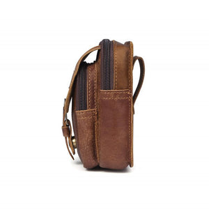 Riñonera de cuero resistente al desgaste con cremallera para exteriores para hombre