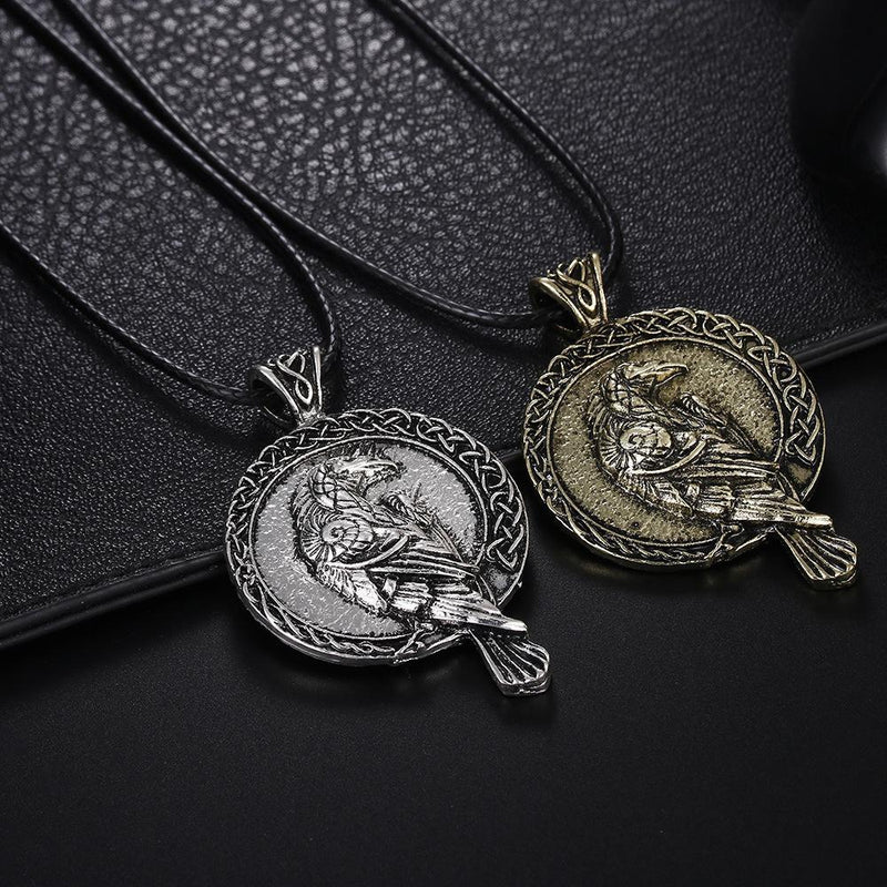 Vintage Casual Ancient Celtic Raven Viking Necklace