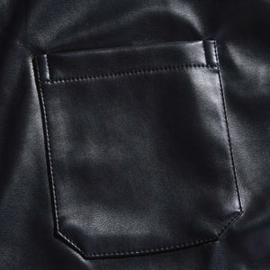 Men's Classic Casual Slim Fit Leather Long Sleeve Shirt