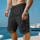 Men's Cotton And Linen Solid Color Button Shorts
