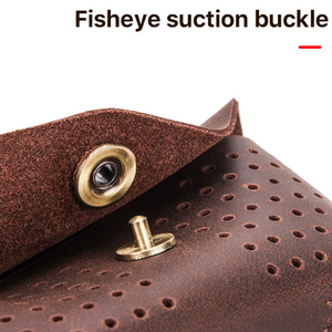 Bolsa de almacenamiento portátil para gafas de piel de vaca hueca de capa superior para hombre