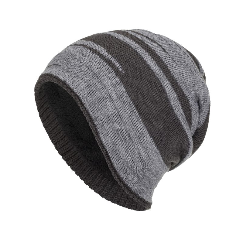 Gorro de punto cálido con forro de felpa jacquard con bloques de color retro para hombre