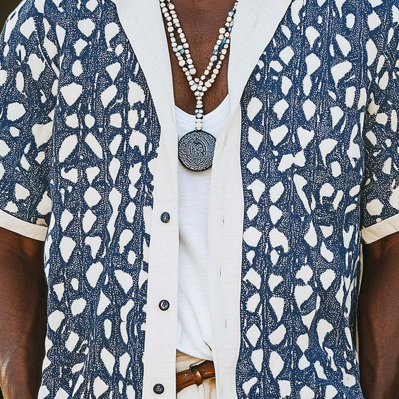 Men's Spring Fashion Printed Sports Short Sleeve Shirt