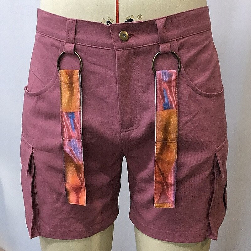 Men's Cargo Shorts Chino Shorts Summer Shorts Bermuda shorts Work Shorts Buttons Woven Multi Pocket Plain Comfort Soft Short Outdoor Casual Daily Fashion Streetwear Purple Micro-elastic