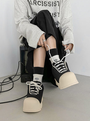 Zapatillas de lona con plataforma y caña baja 