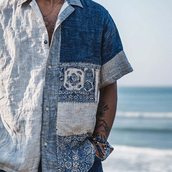 Lässiges Kurzarmhemd im Bohemian-Stil für Herren