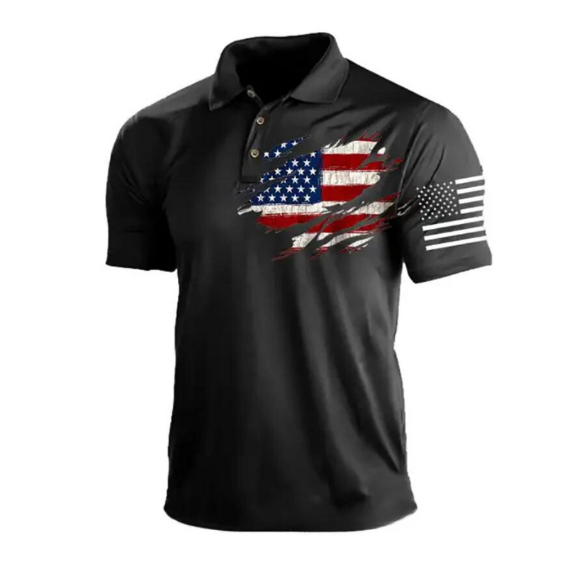 USA FLAG CASUAL PULLOVER POLO SHIRT