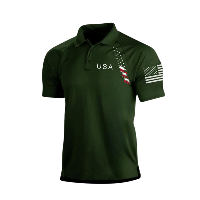 COLORFUL USA FLAG RAGLAN GRAPHIC POLO SHIRT