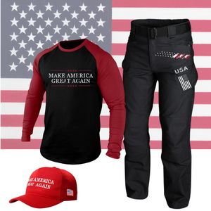 CAMISETA DE MANGA LARGA CON GRÁFICO RAGLÁN 100 % ALGODÓN "HAZ QUE AMÉRICA VUELVA A SER GRANDE"